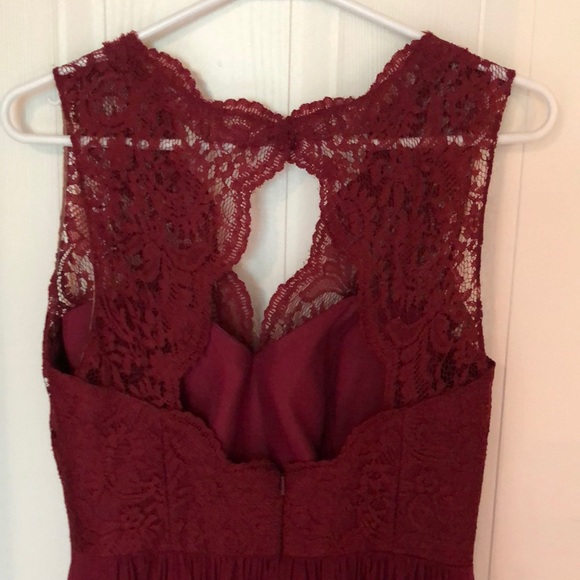 Burgundy Lace Long Formal Dress - Picture 5 of 5